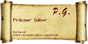 Prácser Gábor névjegykártya